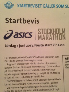 Startbevis Stockholm Marathon